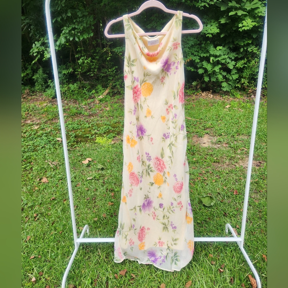 Yellow Sleeveless Cowl Neck Maxi Sundress